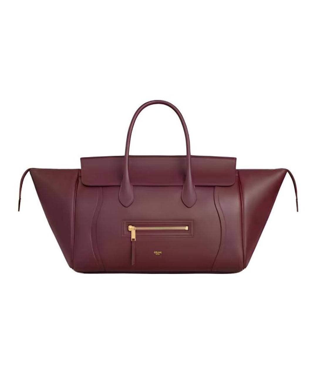 CELINE Бордовая кожаная сумка с короткими ручками, фото 1