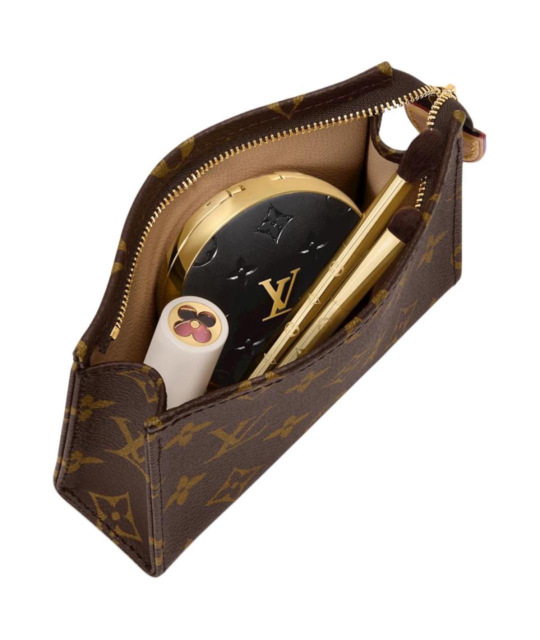 LOUIS VUITTON Коричневая косметичка из канвы, фото 5