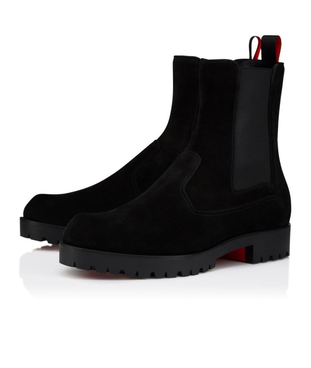 CHRISTIAN LOUBOUTIN Черные кожаные высокие ботинки, фото 2