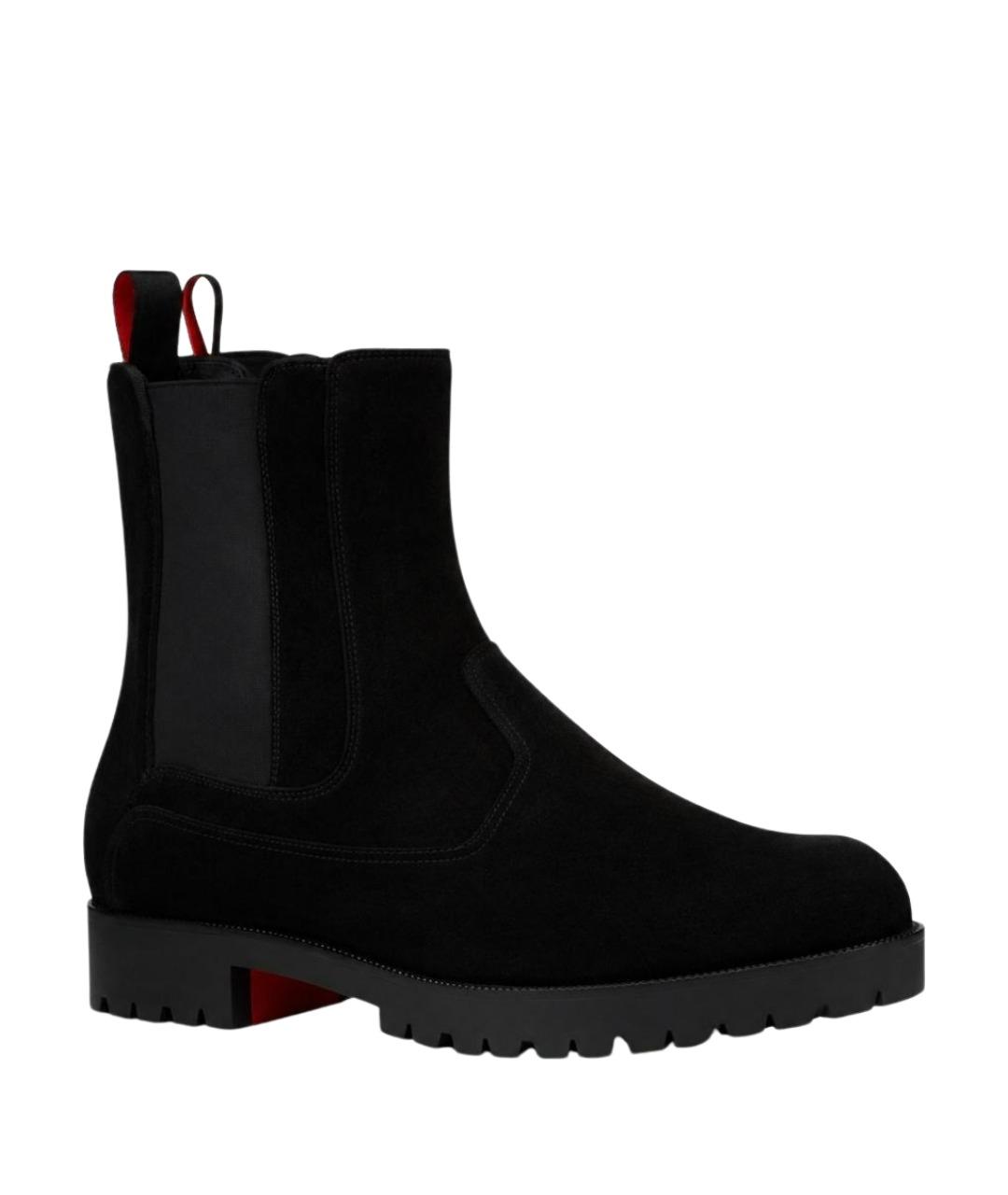CHRISTIAN LOUBOUTIN Черные кожаные высокие ботинки, фото 1