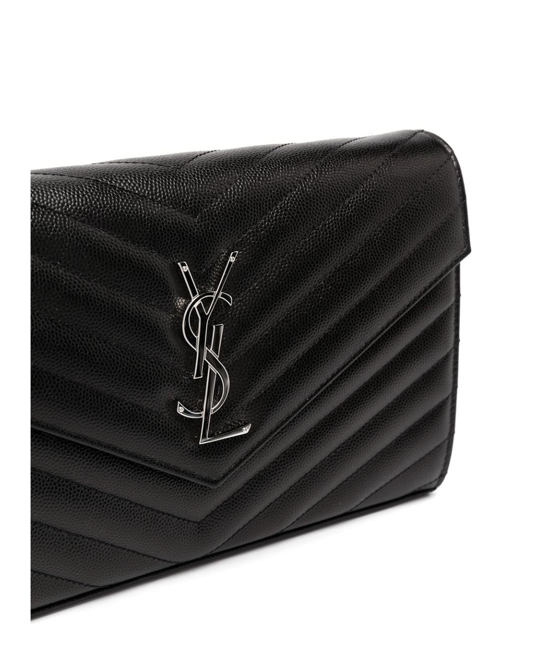SAINT LAURENT Черная кожаная сумка через плечо, фото 3