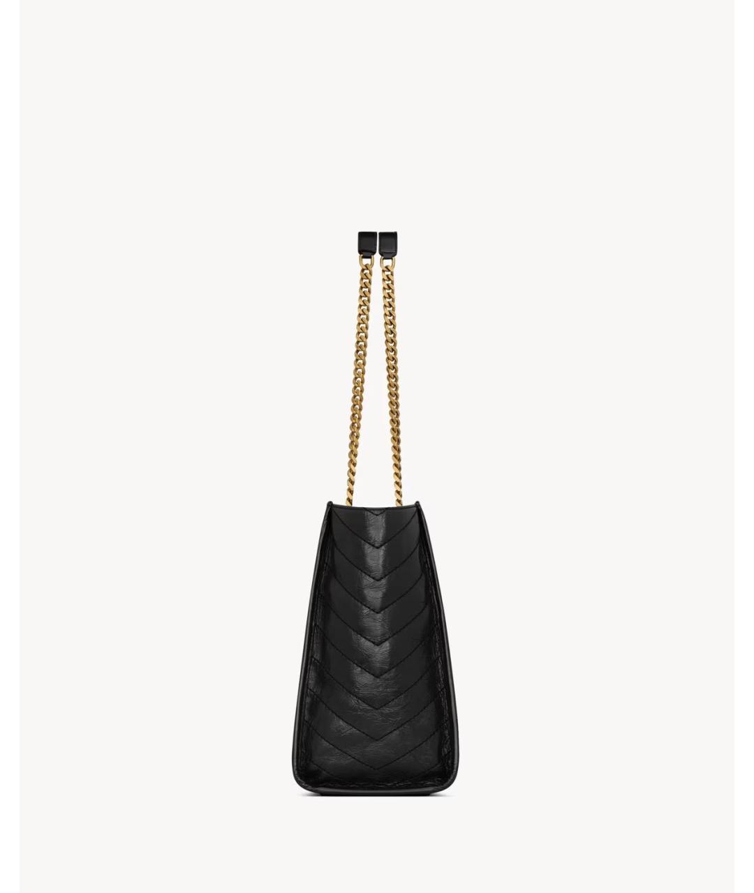 SAINT LAURENT Черная кожаная сумка тоут, фото 3