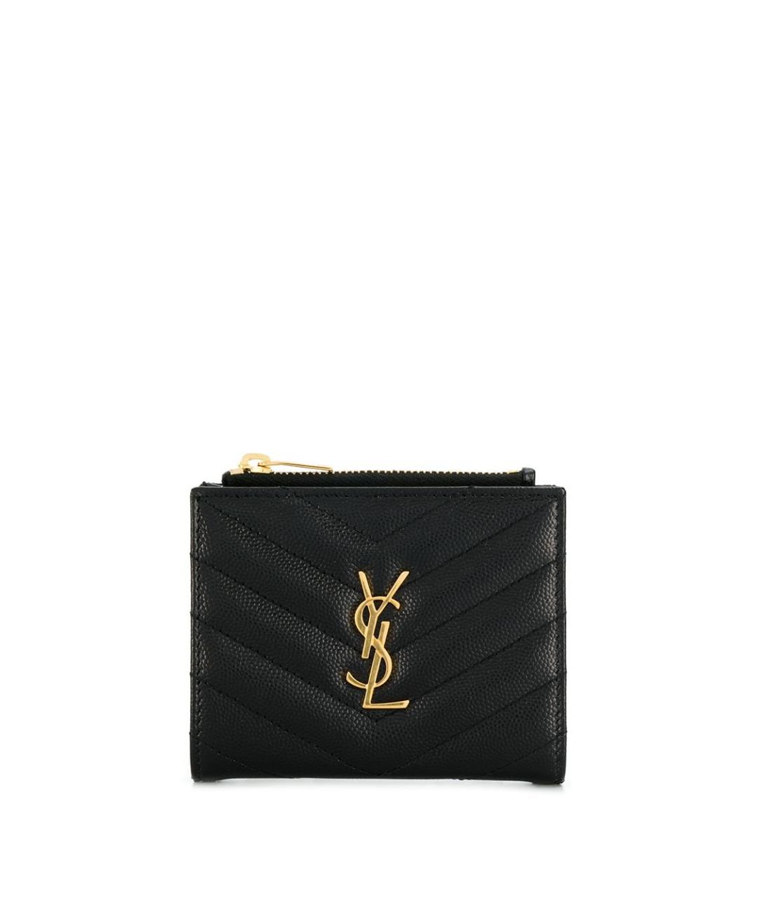 SAINT LAURENT Черный кожаный кардхолдер, фото 1