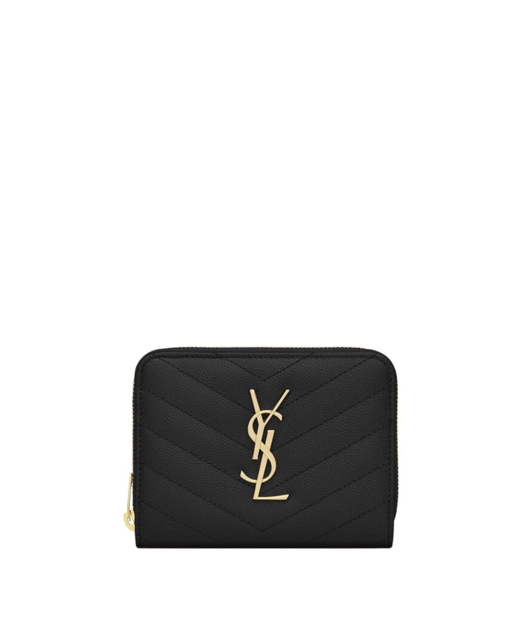 SAINT LAURENT Черный кожаный кошелек, фото 1