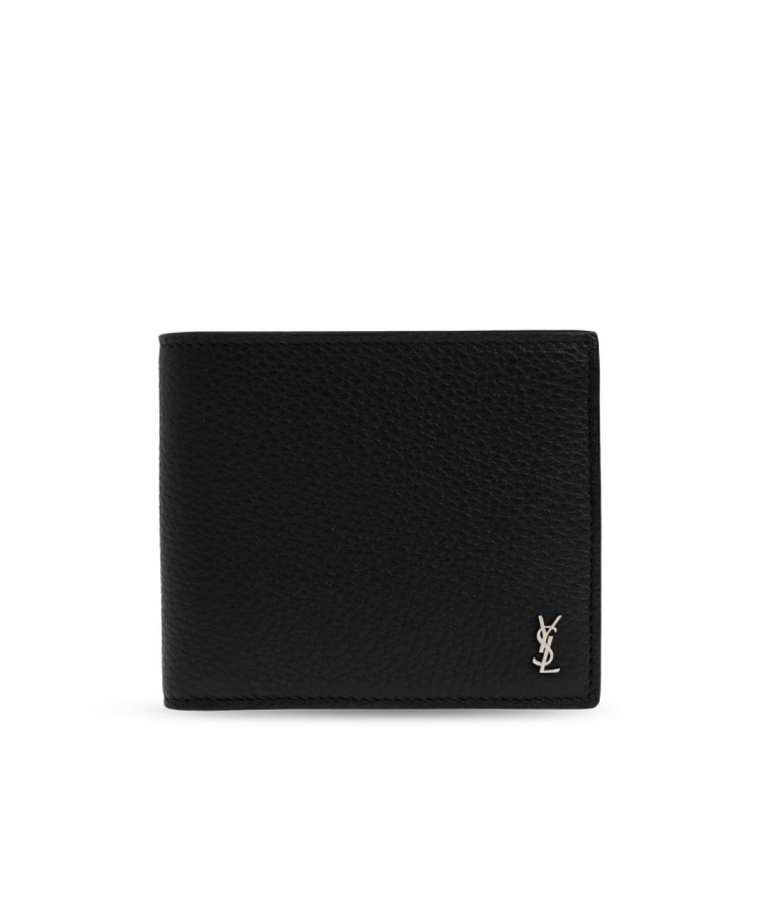 SAINT LAURENT Черный кожаный кошелек, фото 1