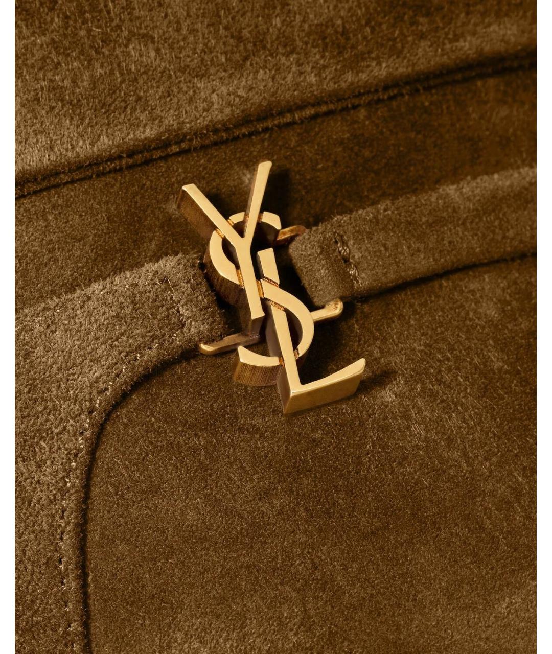 SAINT LAURENT Коричневые кожаные сапоги, фото 4