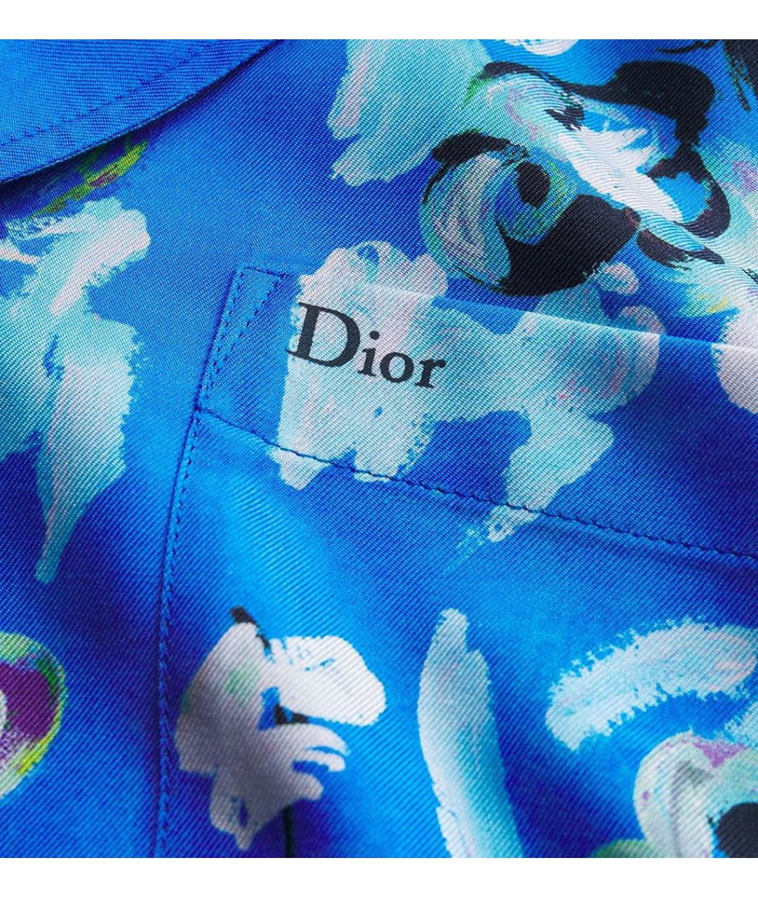 CHRISTIAN DIOR Синяя шелковая кэжуал рубашка, фото 2