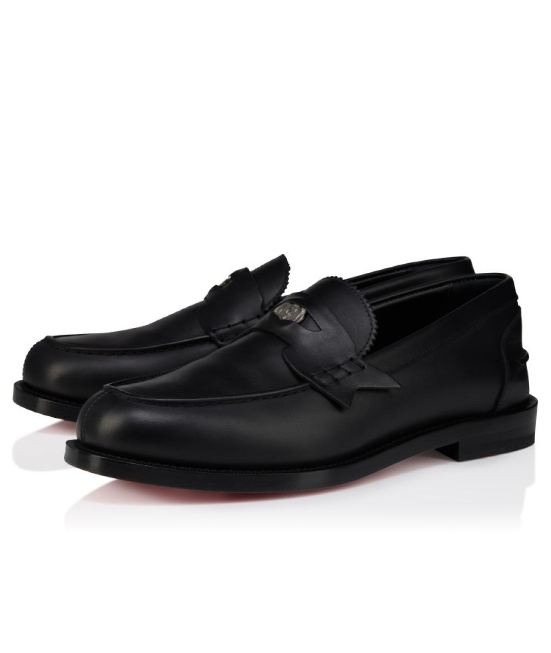 CHRISTIAN LOUBOUTIN Черные кожаные лоферы, фото 4