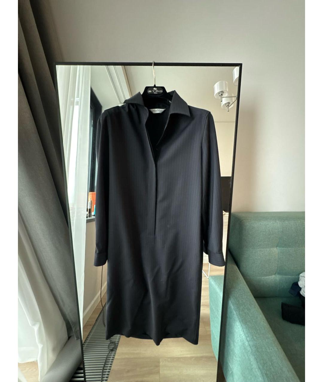 MAX MARA Антрацитовое шерстяное повседневное платье, фото 5