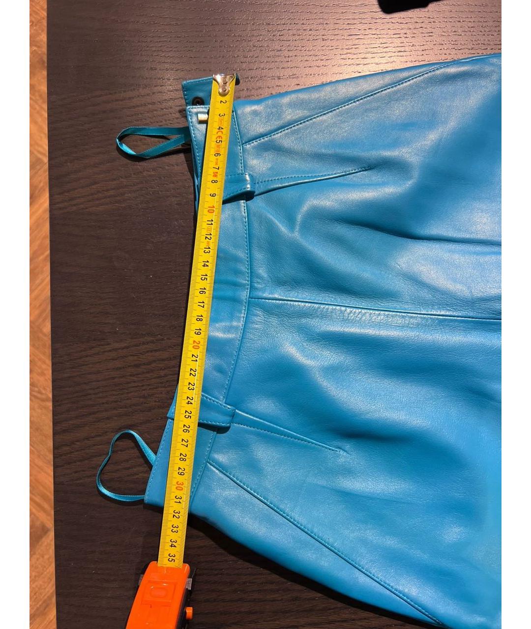 THIERRY MUGLER VINTAGE Бирюзовый кожаный костюм с брюками, фото 8