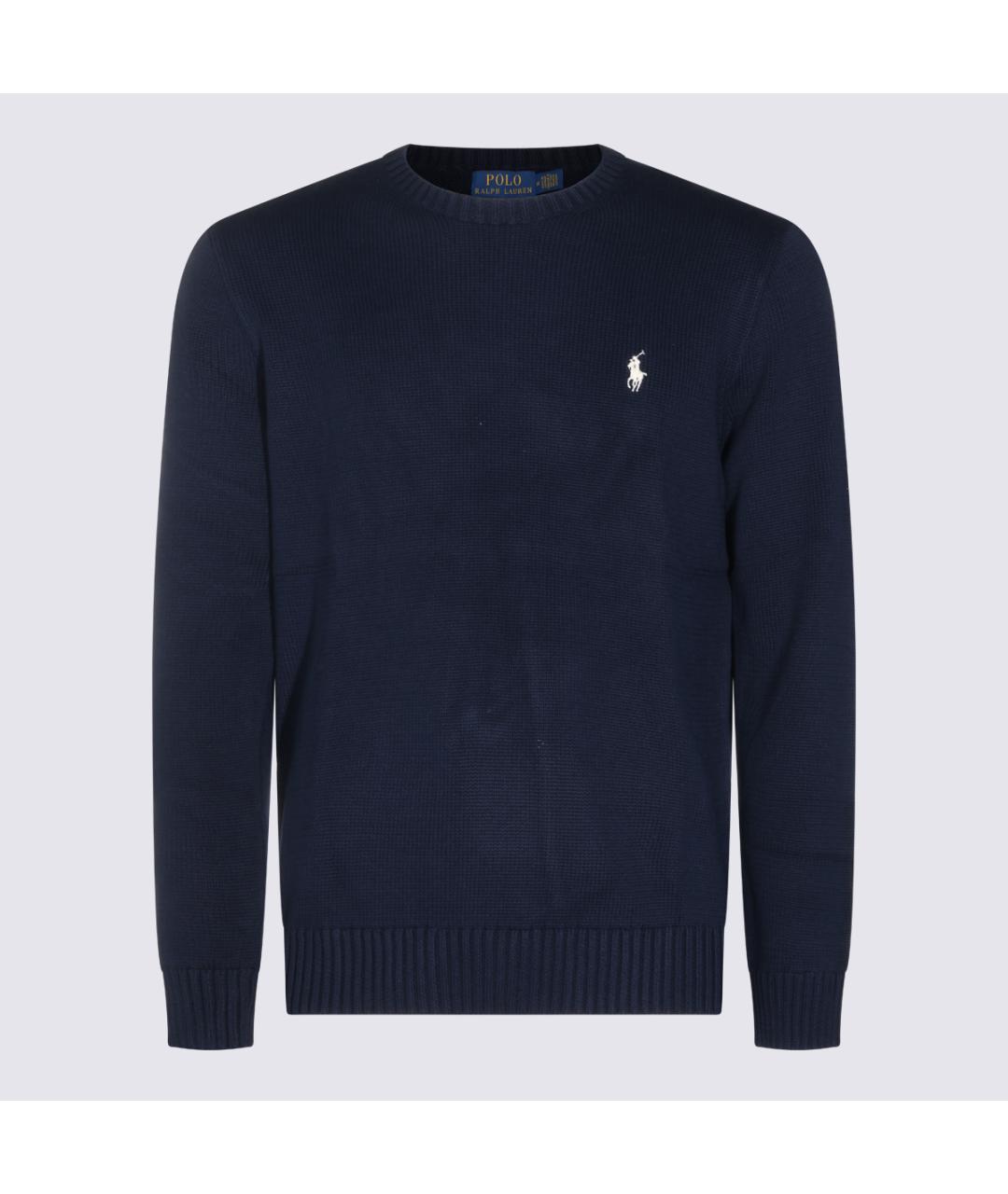 POLO RALPH LAUREN Темно-синий хлопковый джемпер / свитер, фото 2