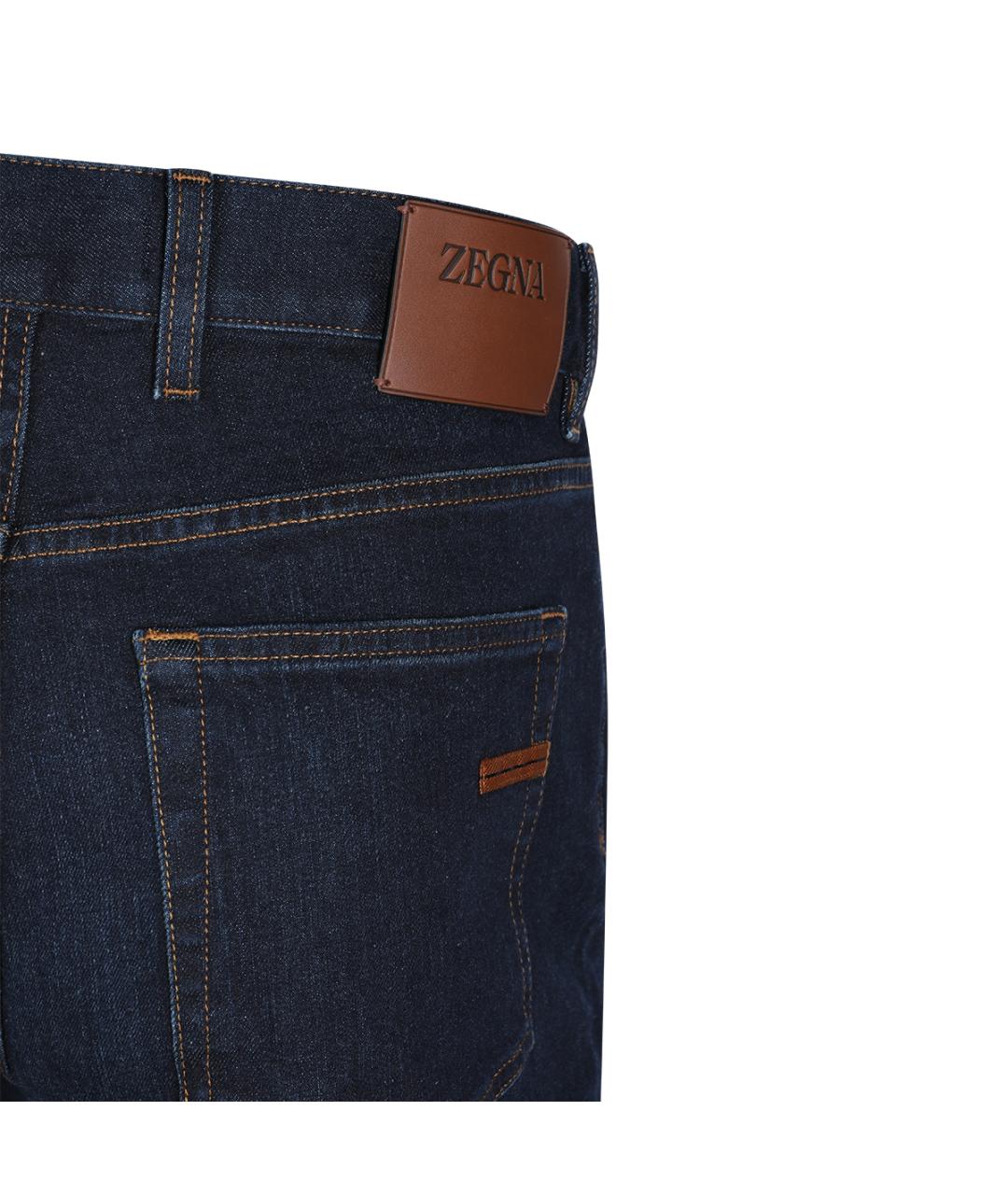 ZEGNA Темно-синие хлопко-эластановые джинсы, фото 8
