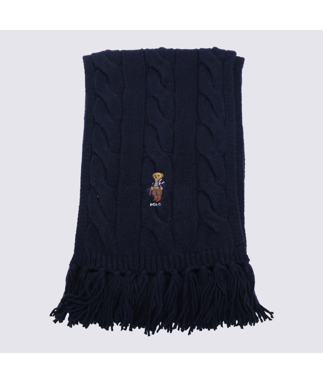 POLO RALPH LAUREN Темно-синий шерстяной шарф, фото 2