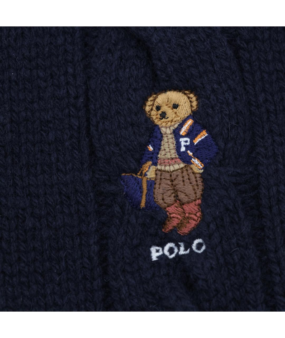 POLO RALPH LAUREN Темно-синий шерстяной шарф, фото 6