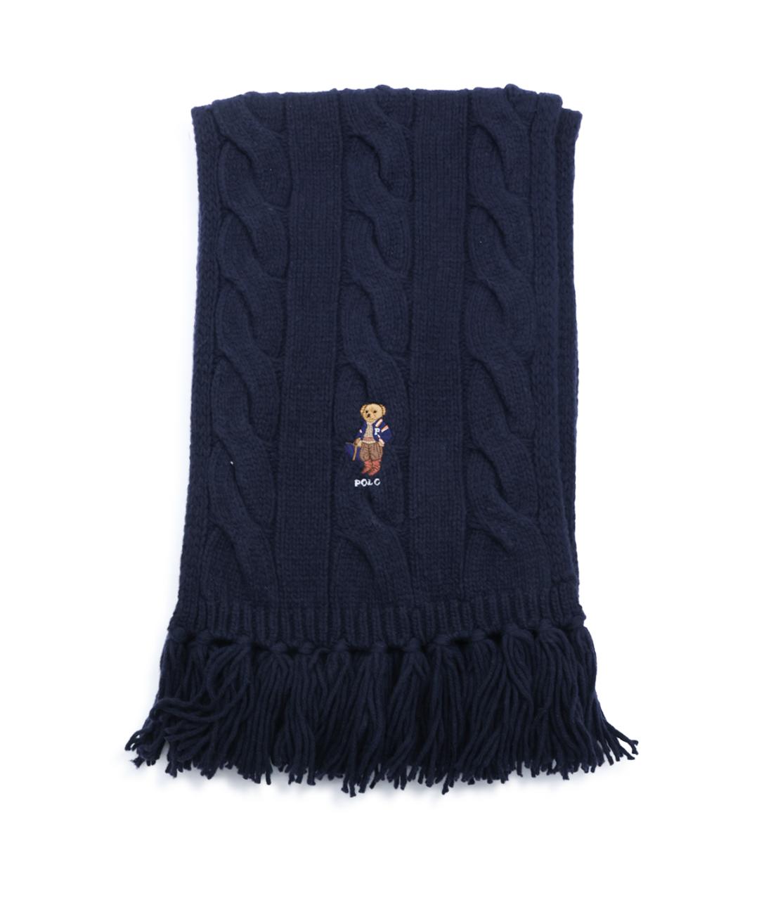 POLO RALPH LAUREN Темно-синий шерстяной шарф, фото 1
