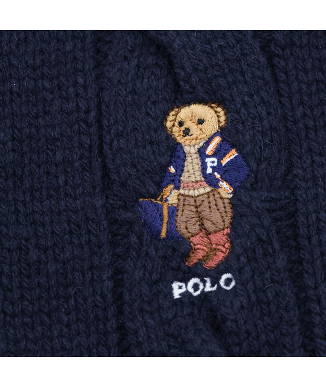 POLO RALPH LAUREN Темно-синий шерстяной шарф, фото 5