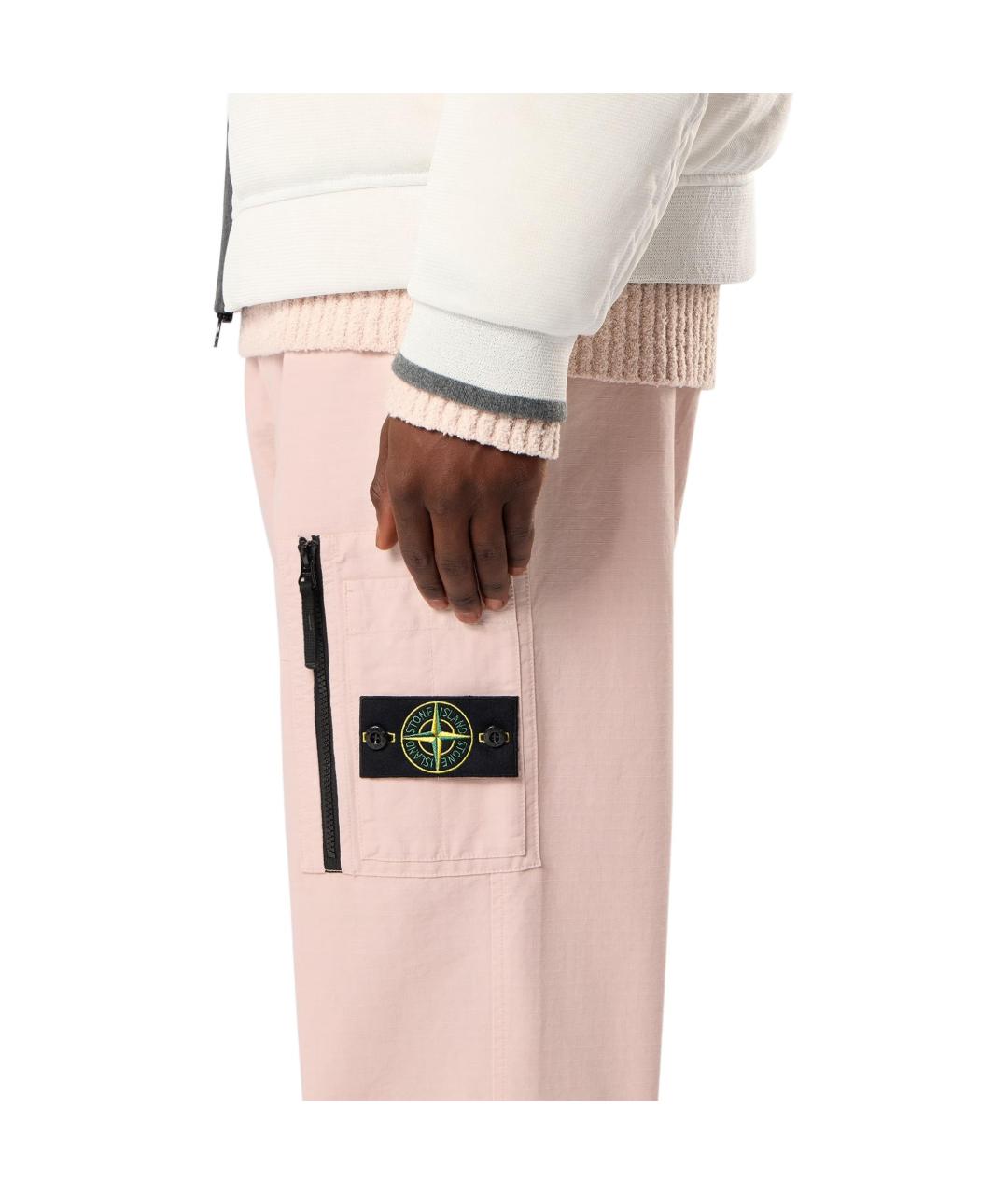 STONE ISLAND Розовые хлопковые повседневные брюки, фото 5