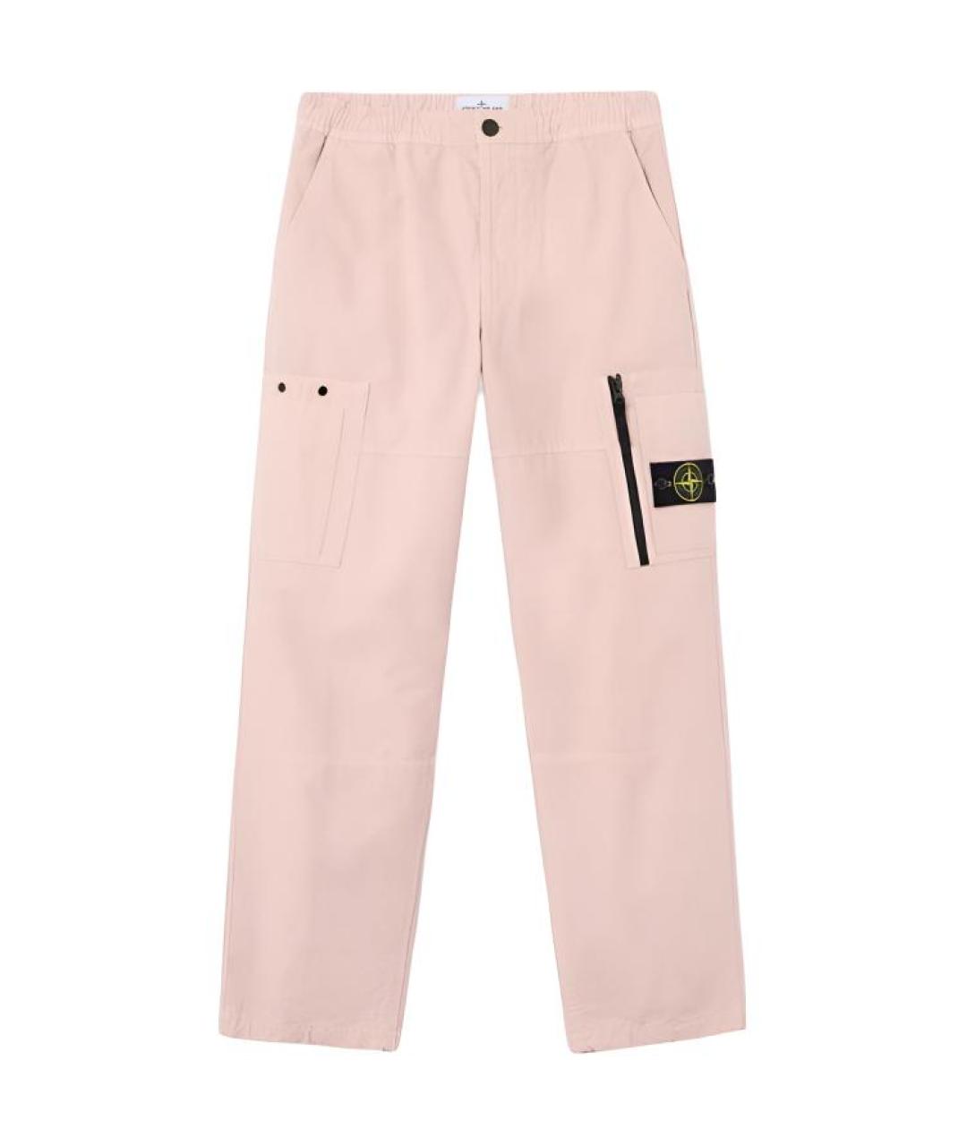 STONE ISLAND Розовые хлопковые повседневные брюки, фото 1