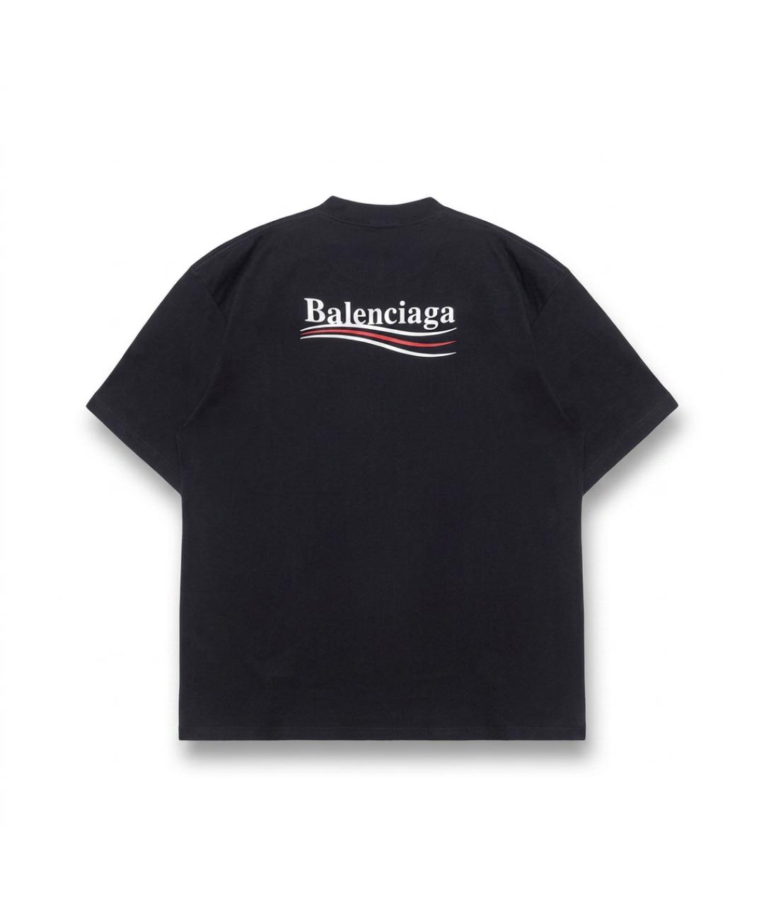 BALENCIAGA Черная хлопковая футболка, фото 2
