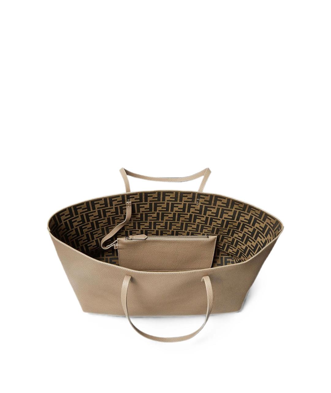 FENDI Бежевая кожаная сумка тоут, фото 3