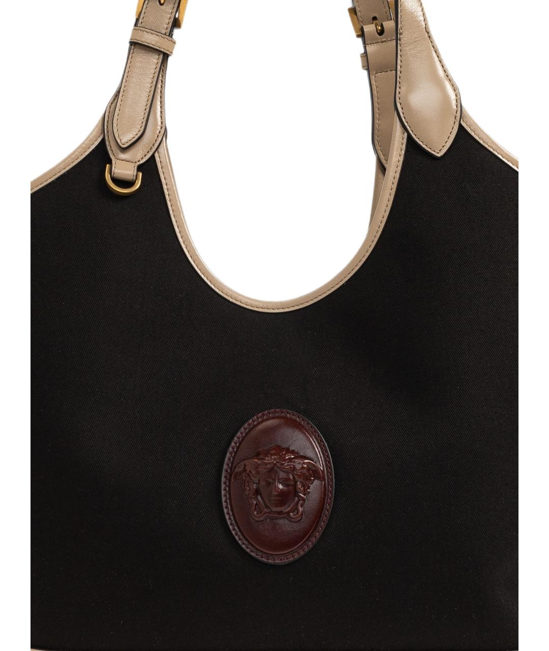 VERSACE Черная кожаная сумка тоут, фото 3