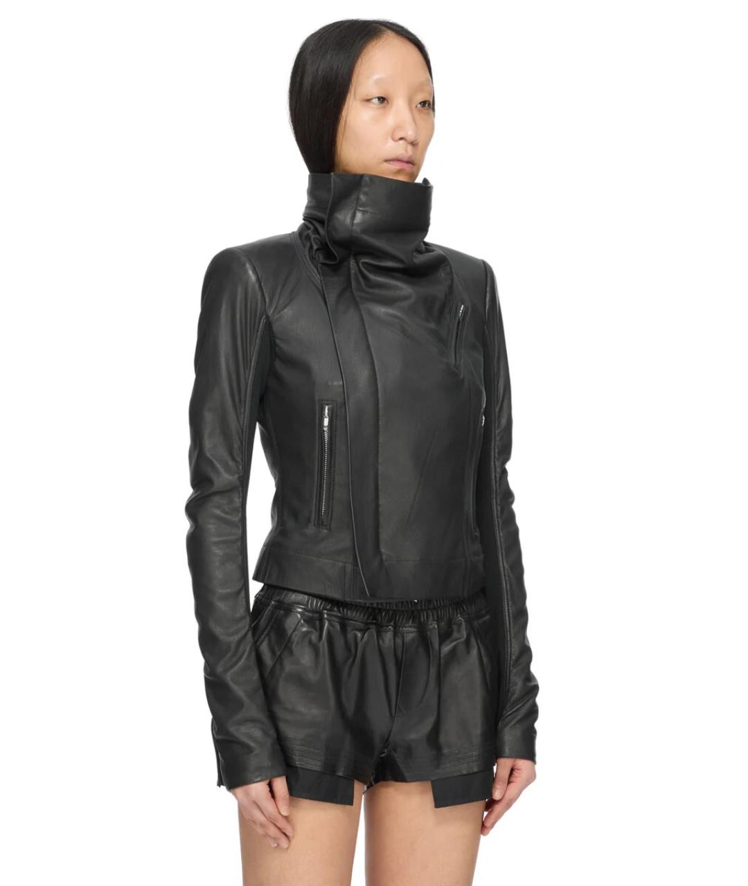 RICK OWENS Черная кожаная куртка, фото 3