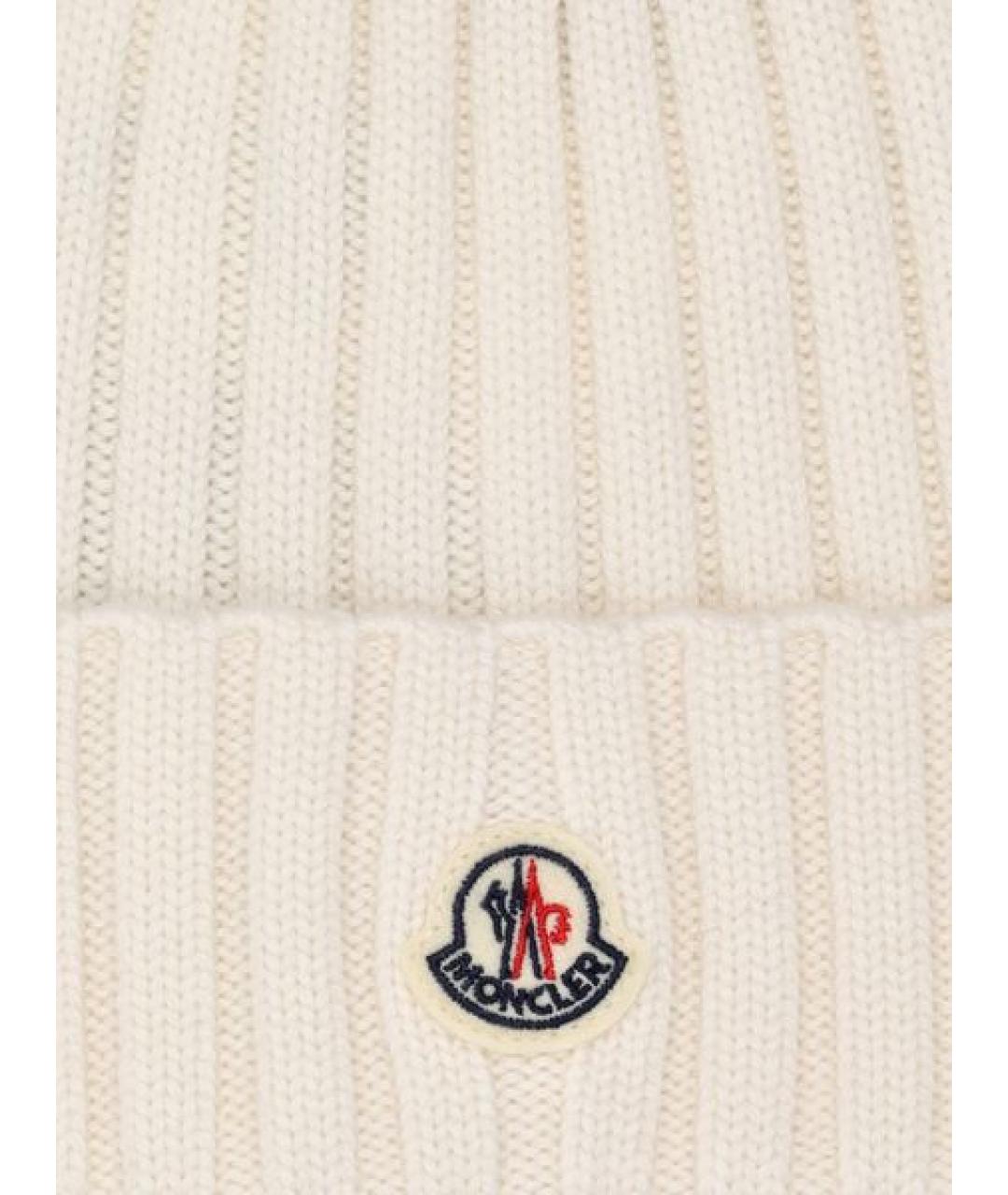 MONCLER Белая шерстяная шапка, фото 2