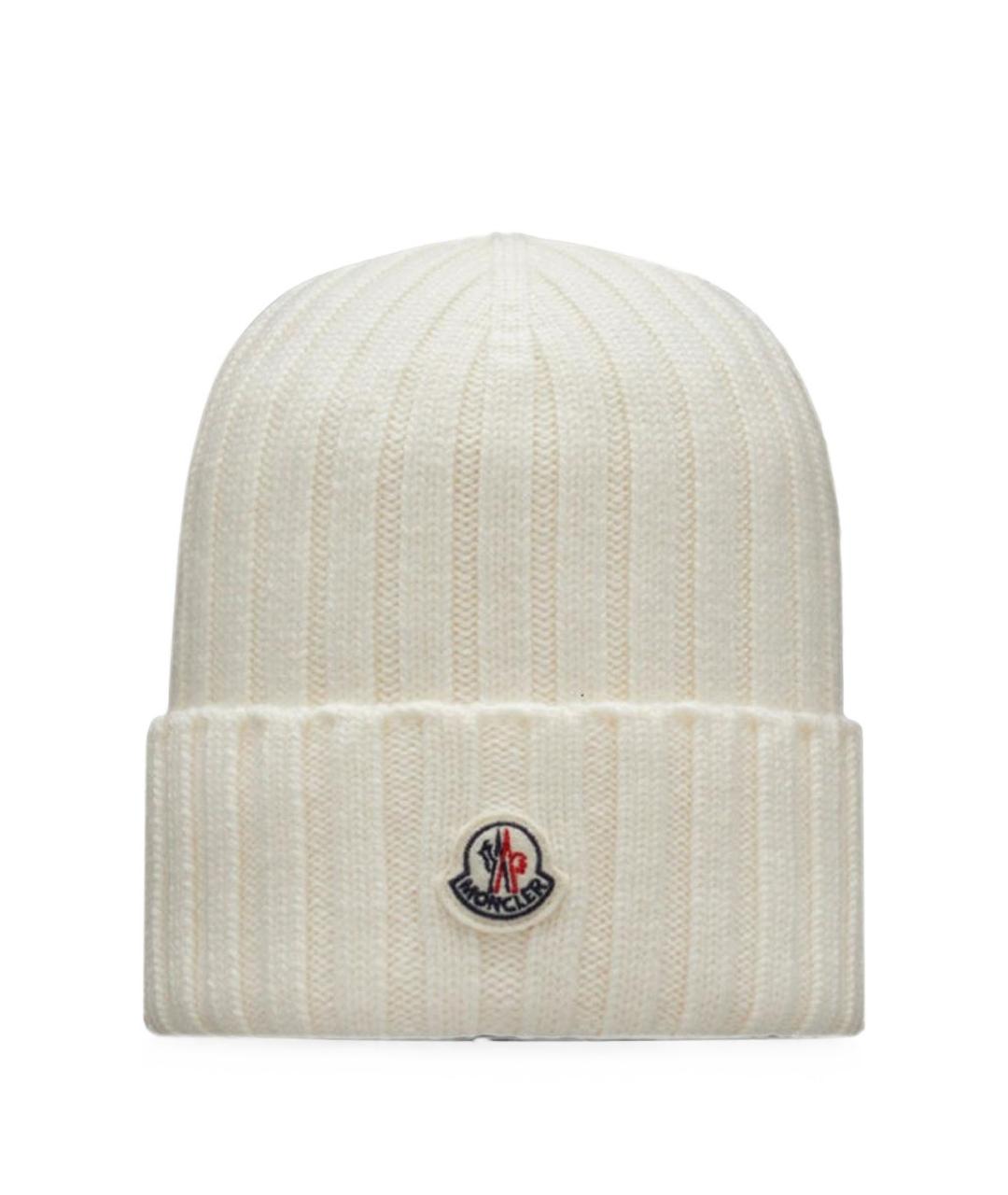 MONCLER Белая шерстяная шапка, фото 1