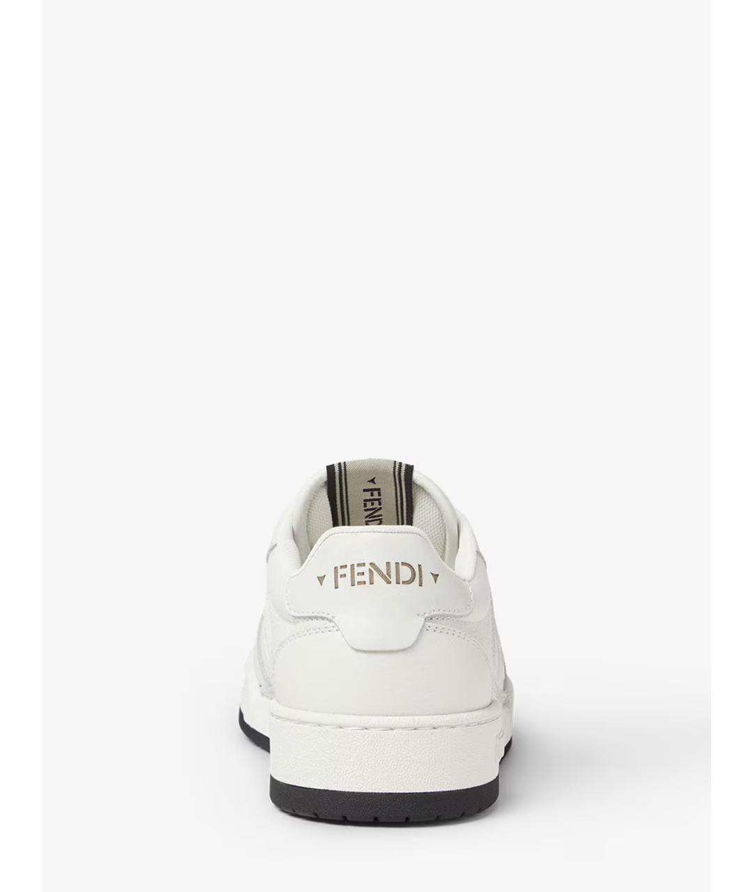 FENDI Белые кожаные кеды, фото 4