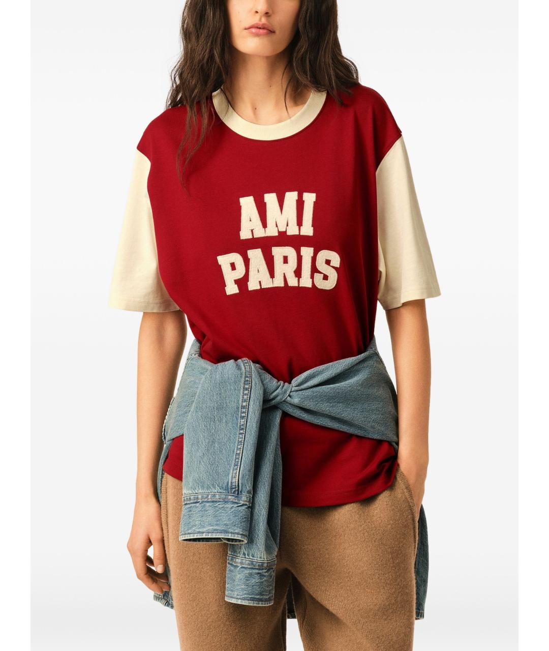Ami Paris Красная хлопковая футболка, фото 5