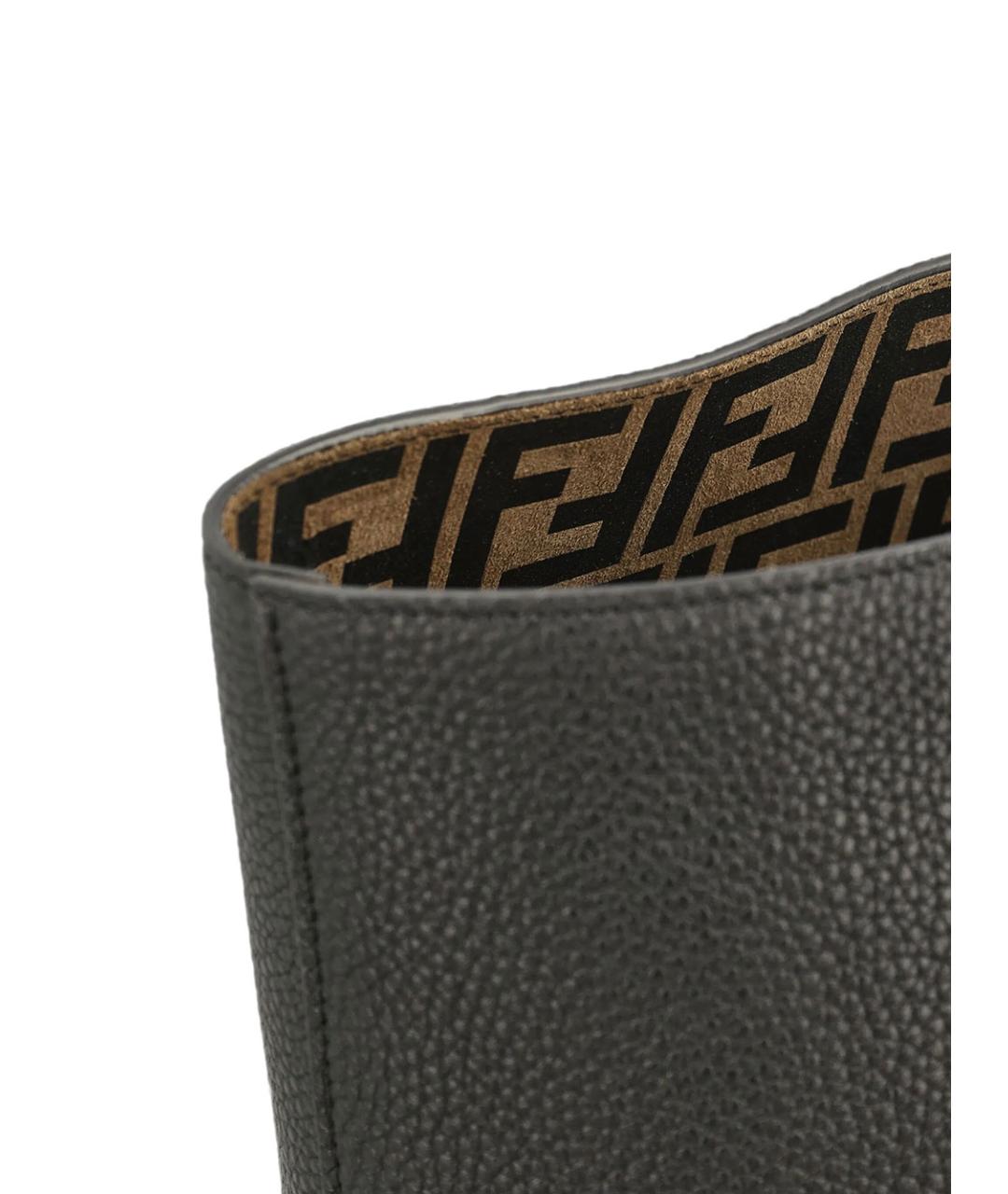 FENDI Черная кожаная сумка тоут, фото 4