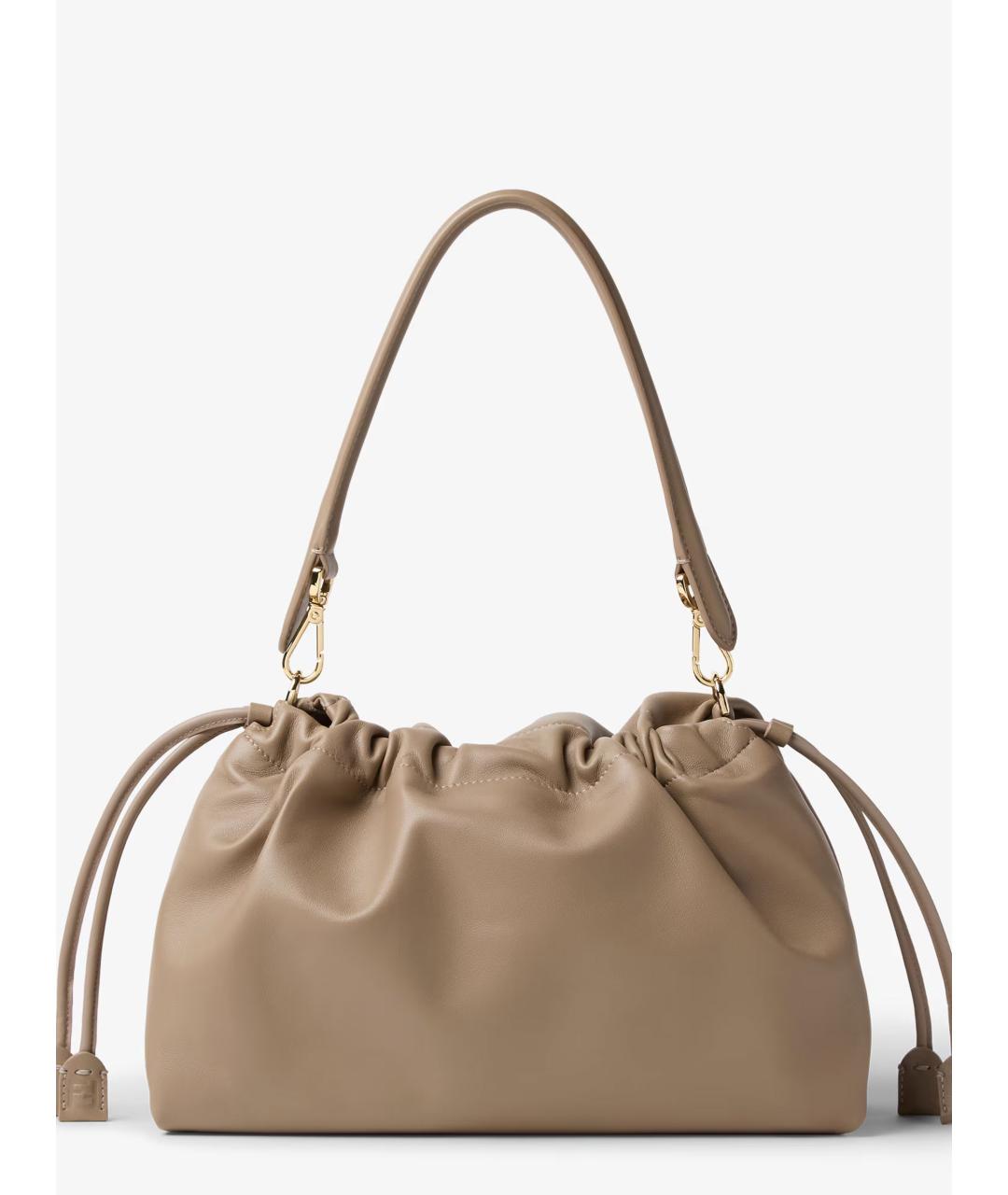 FENDI Бежевая кожаная сумка через плечо, фото 2