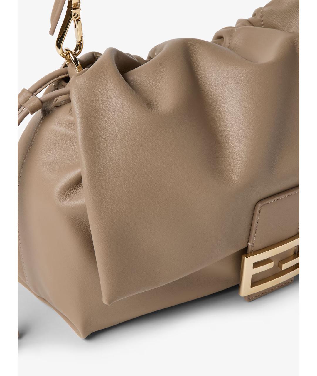 FENDI Бежевая кожаная сумка через плечо, фото 5