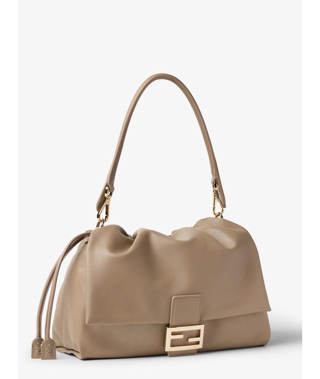 FENDI Бежевая кожаная сумка через плечо, фото 3