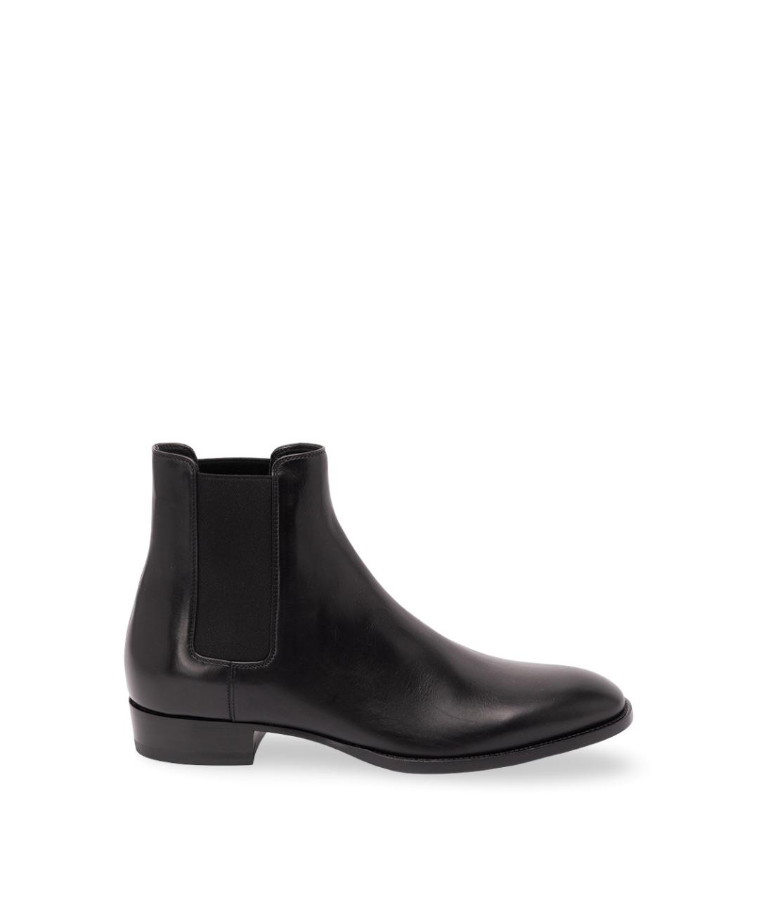 SAINT LAURENT Черные кожаные низкие ботинки, фото 1