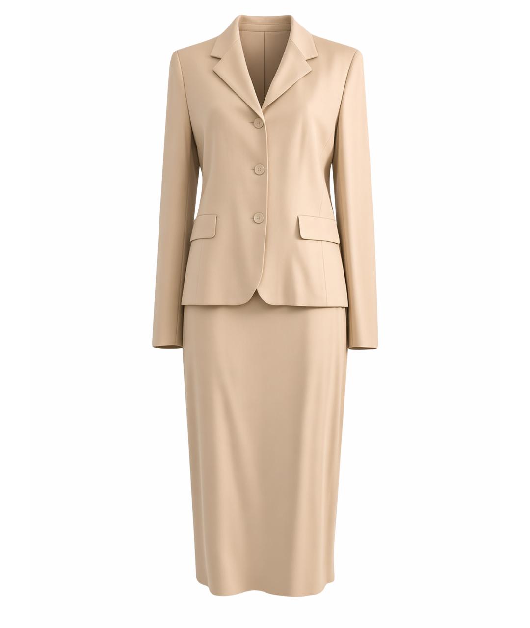 MAX MARA Бежевый шерстяной костюм с юбками, фото 1