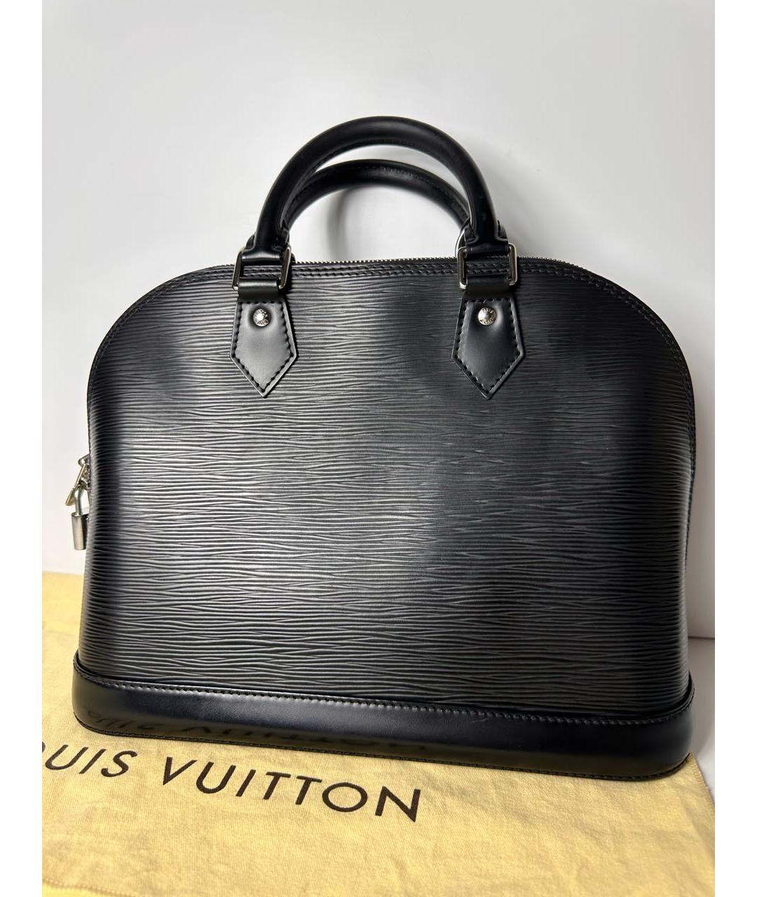 LOUIS VUITTON Черная кожаная сумка с короткими ручками, фото 4