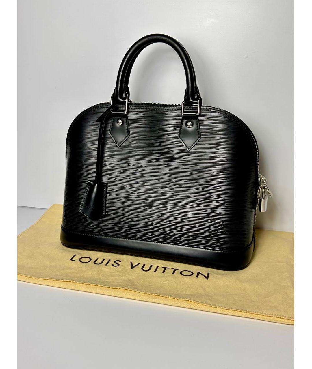 LOUIS VUITTON Черная кожаная сумка с короткими ручками, фото 3