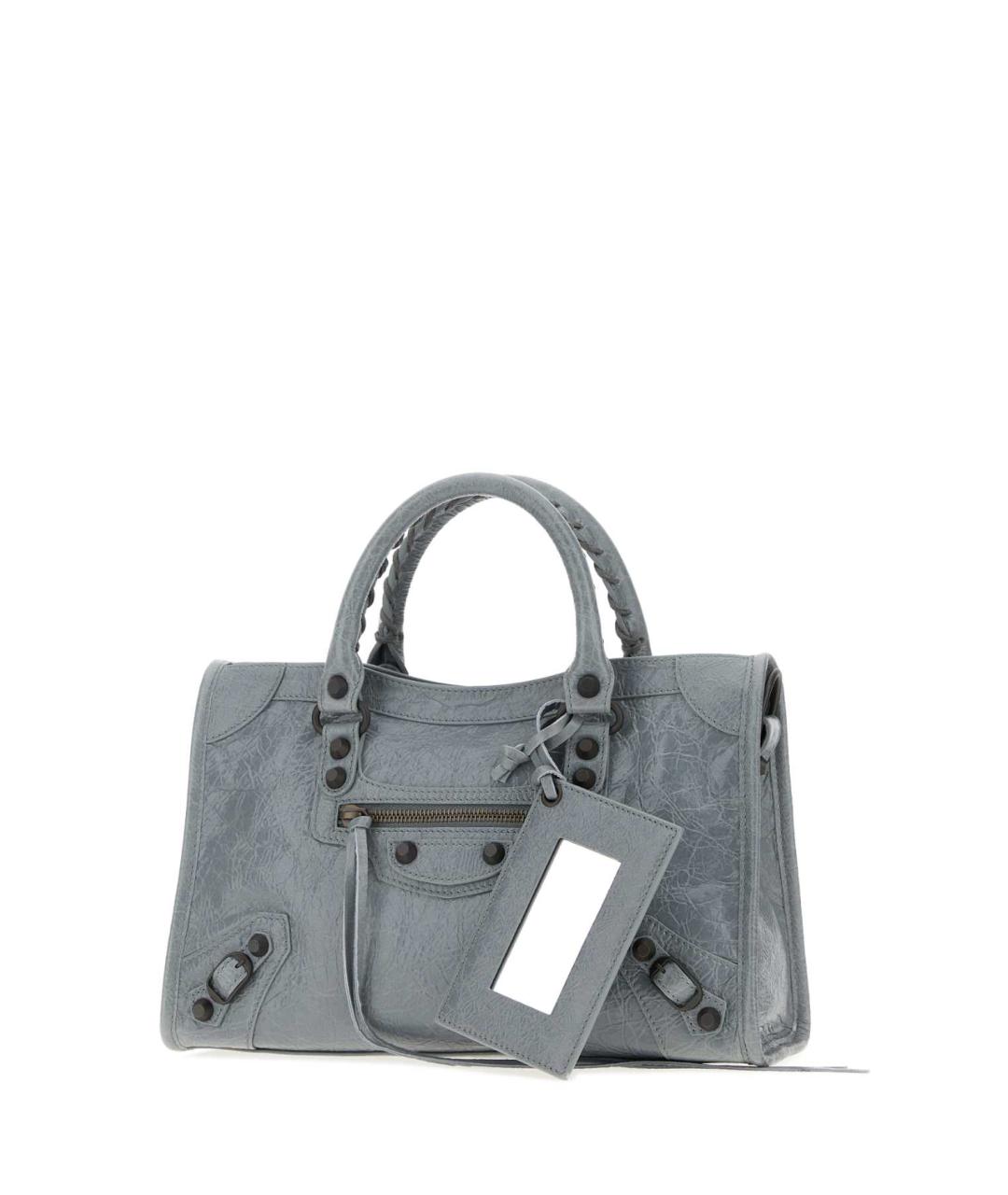 BALENCIAGA Голубая кожаная сумка тоут, фото 2
