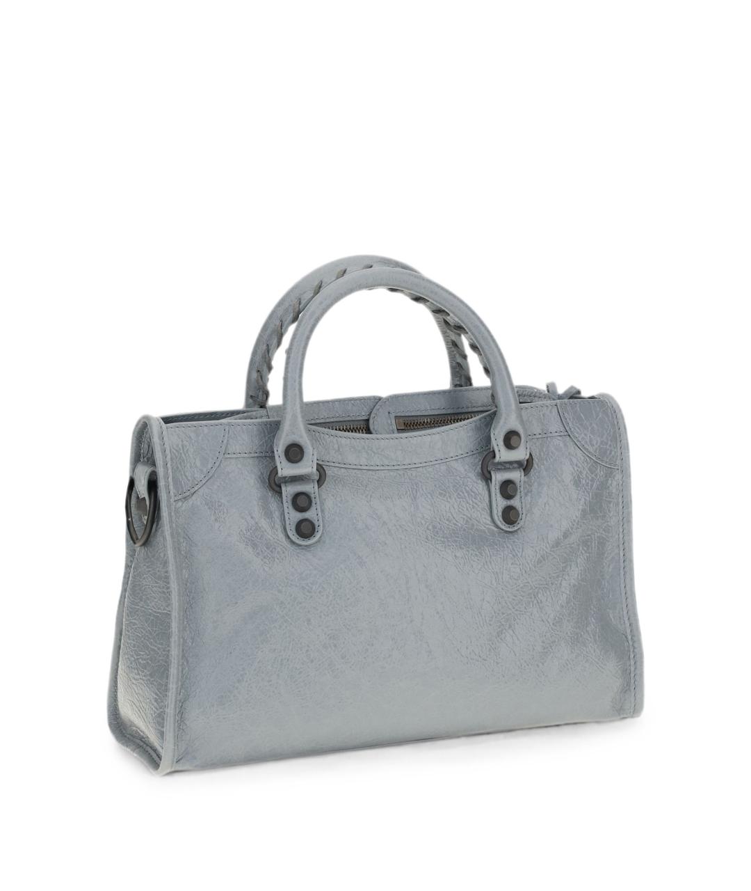 BALENCIAGA Голубая кожаная сумка тоут, фото 3
