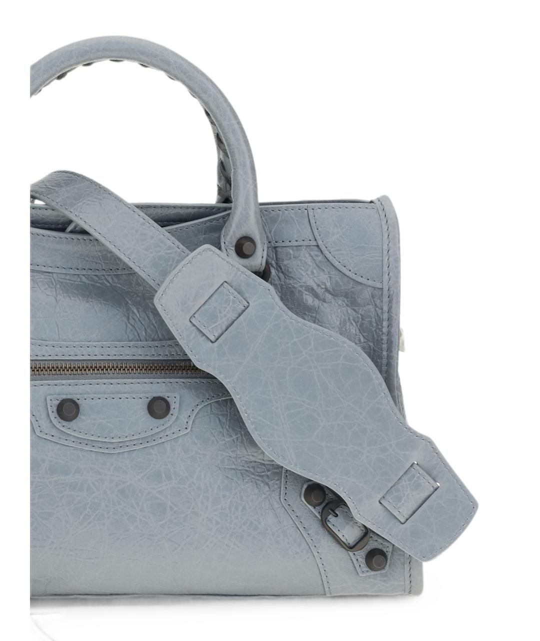 BALENCIAGA Голубая кожаная сумка тоут, фото 4