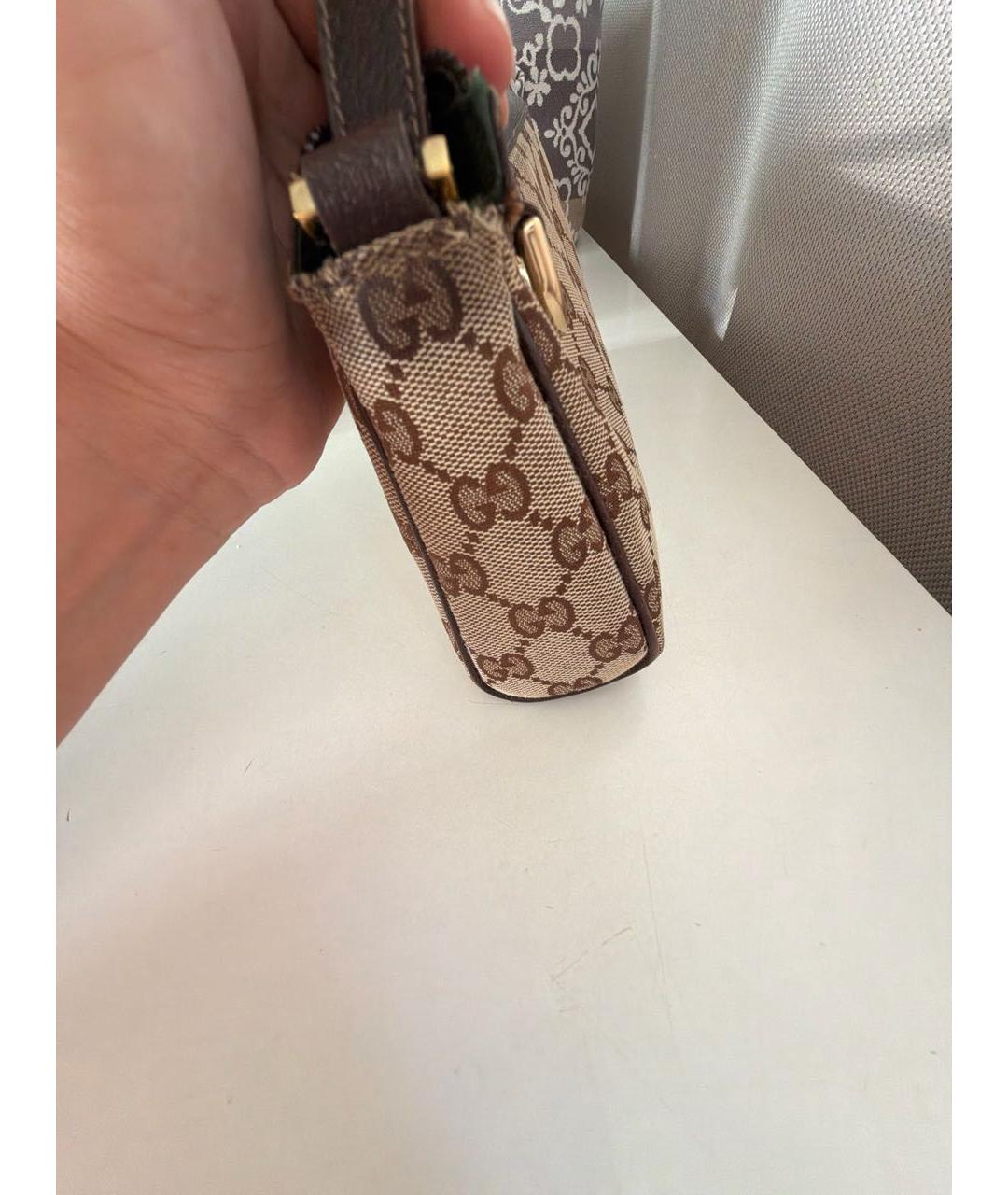 GUCCI Бежевая сумка с короткими ручками из канвы, фото 7