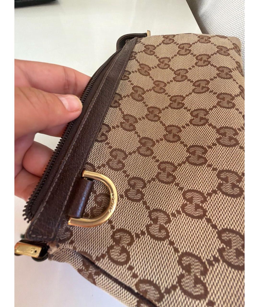 GUCCI Бежевая сумка с короткими ручками из канвы, фото 6