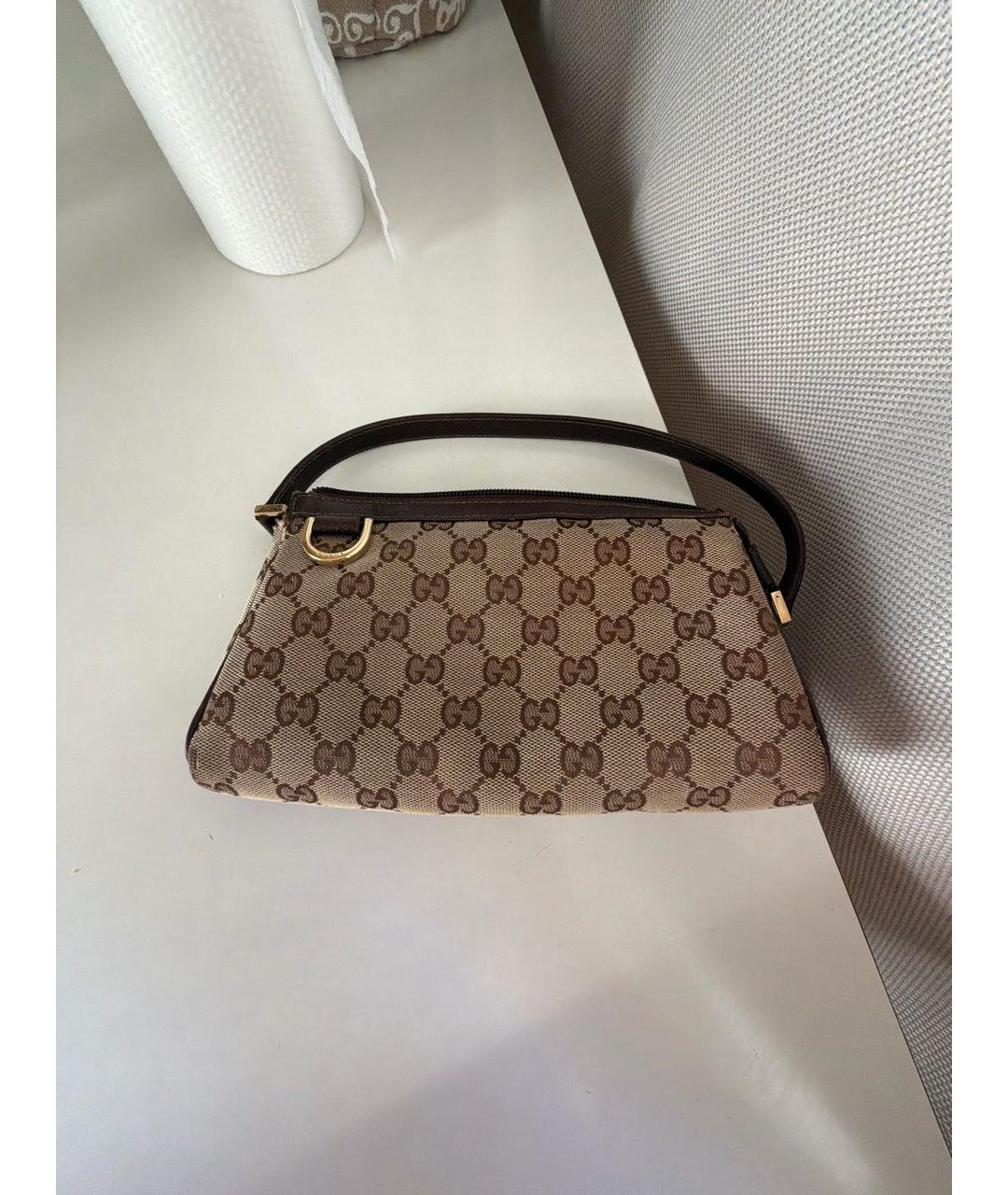 GUCCI Бежевая сумка с короткими ручками из канвы, фото 8