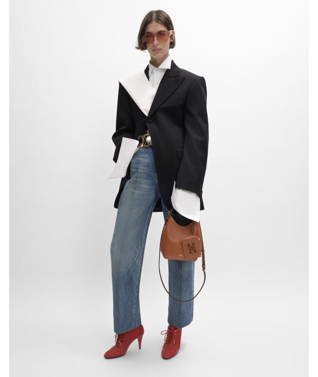 CELINE Коричневая кожаная сумка через плечо, фото 4