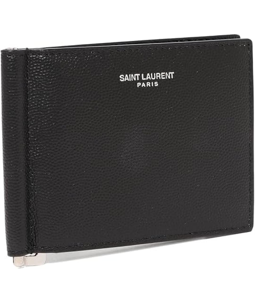 SAINT LAURENT Черный кожаный кошелек, фото 1