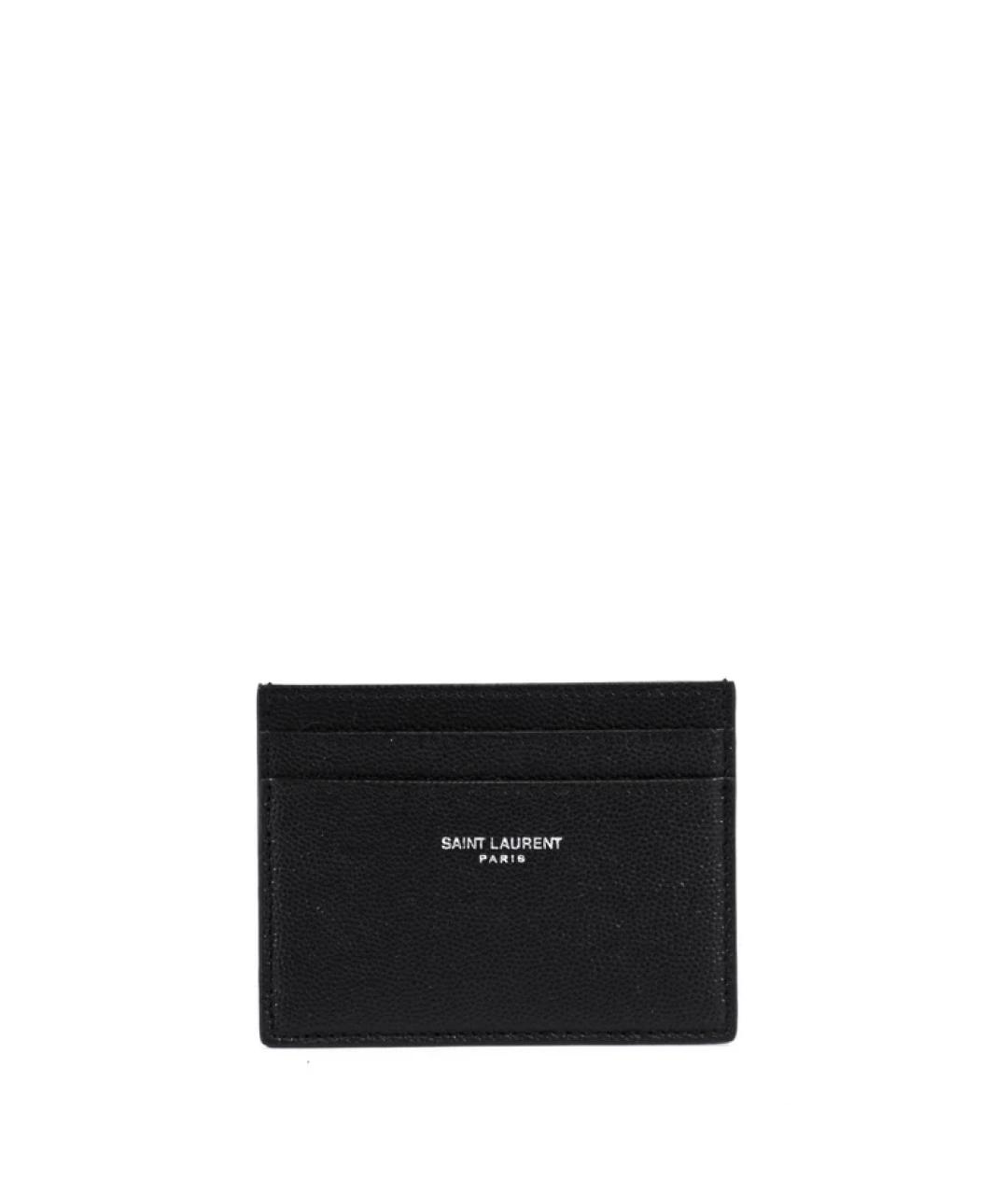 SAINT LAURENT Черный кожаный кардхолдер, фото 1