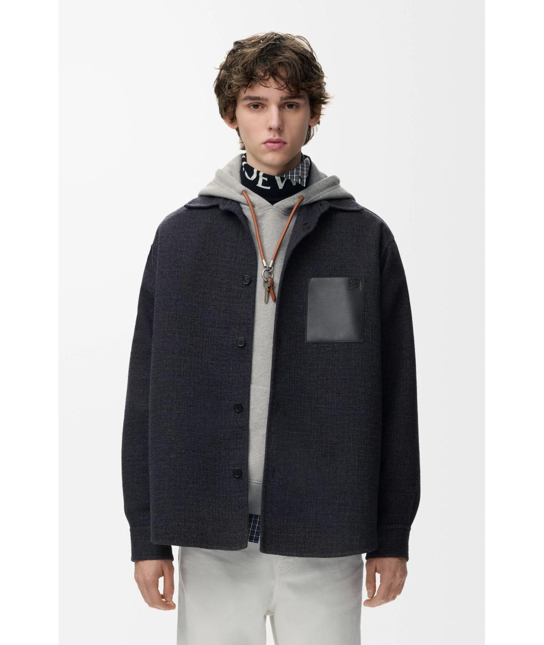 LOEWE Темно-синяя шерстяная куртка, фото 3