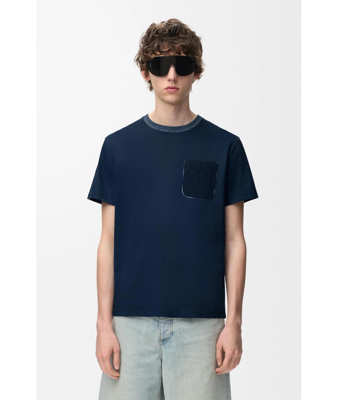 LOEWE Темно-синяя хлопковая футболка, фото 3
