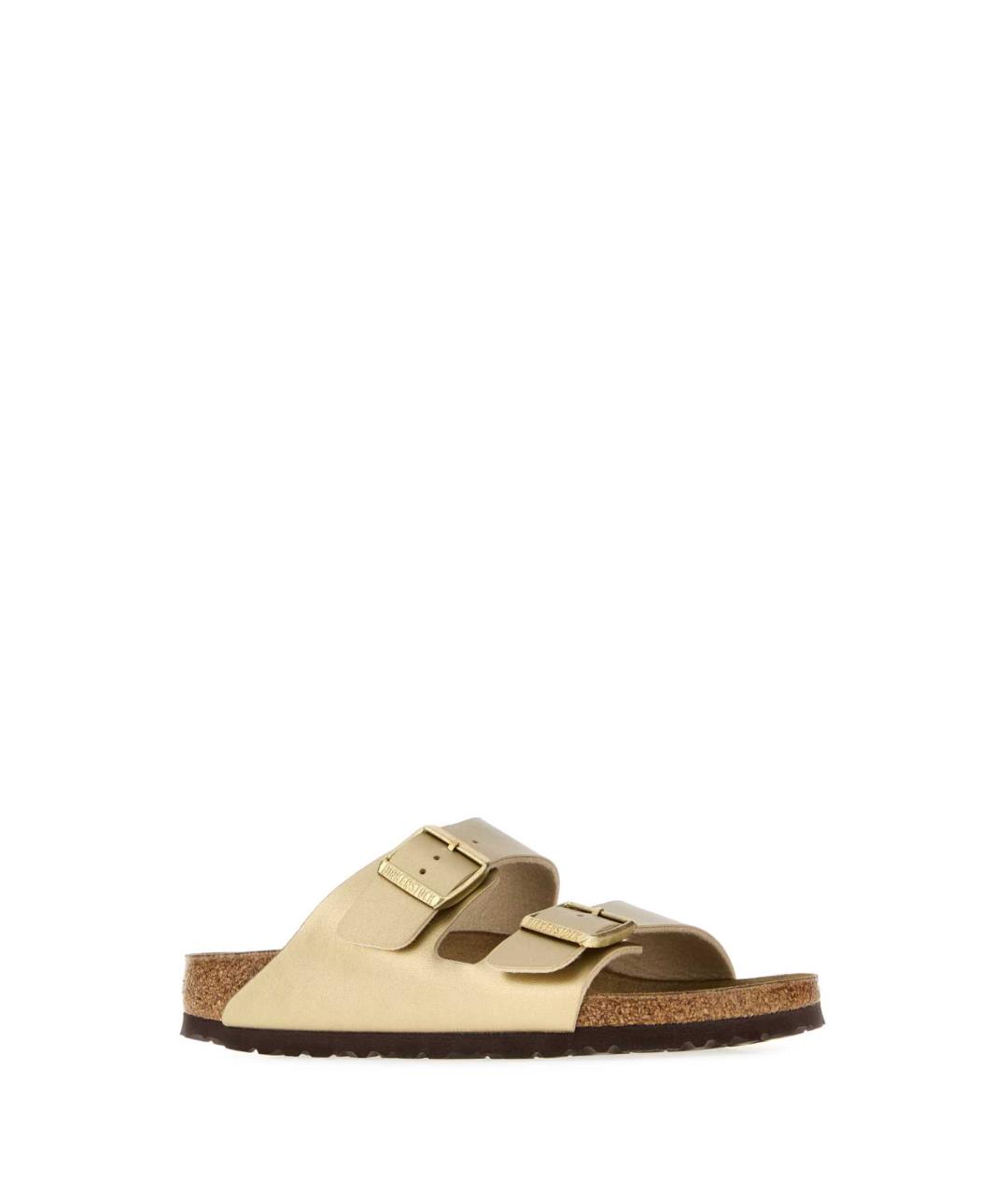BIRKENSTOCK Золотые кожаные мюли, фото 2